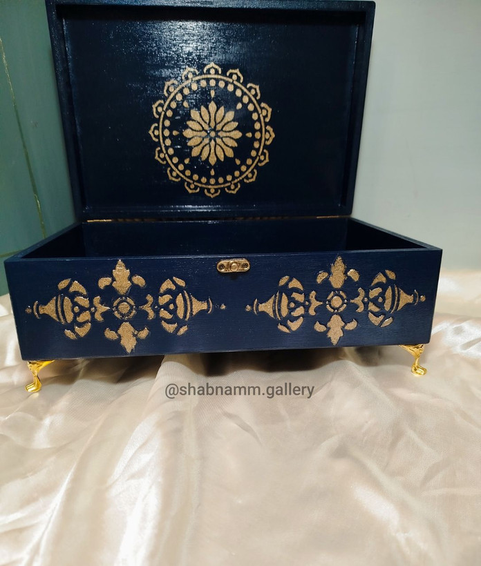 صندوق چوبی همه کاره منبت کاری دست ساز