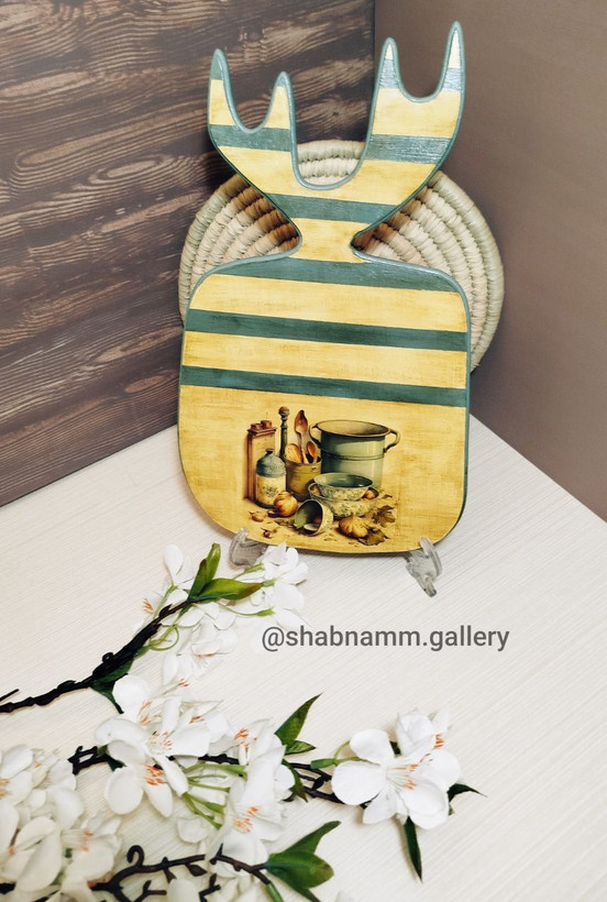 تخته سرو چوبی دکوپاژ دست ساز در رنگبندی بسیار زیبا