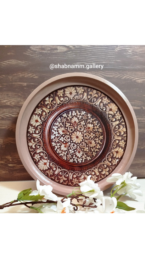 سینی چوبی رزین شده با طرح سنتی در رنگ وطرح دلخواه