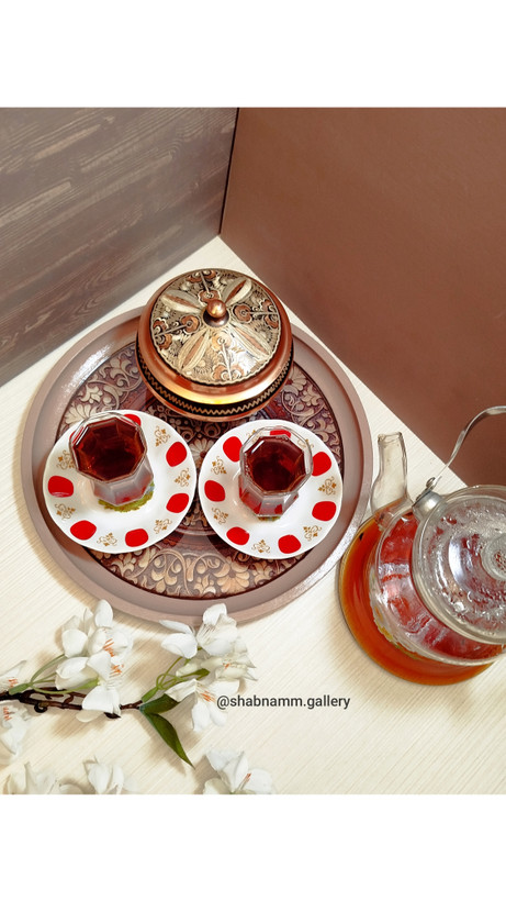 سینی چوبی رزین شده با طرح سنتی در رنگ وطرح دلخواه