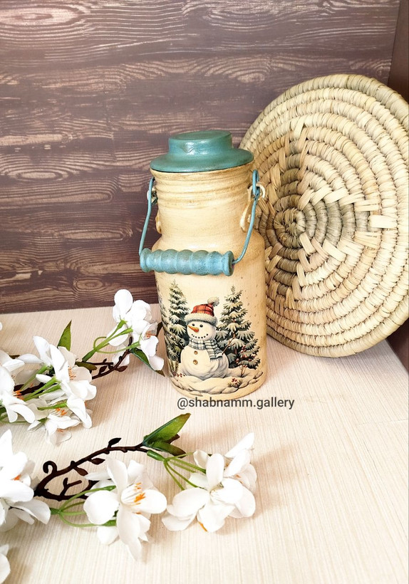 دبه روغن و شیر آلومینیومی دکوپاژ شده دست سازدر رنگ و طرح و ابعاد متنوع