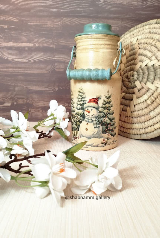دبه روغن و شیر آلومینیومی دکوپاژ شده دست سازدر رنگ و طرح و ابعاد متنوع
