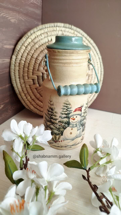 دبه روغن و شیر آلومینیومی دکوپاژ شده دست سازدر رنگ و طرح و ابعاد متنوع
