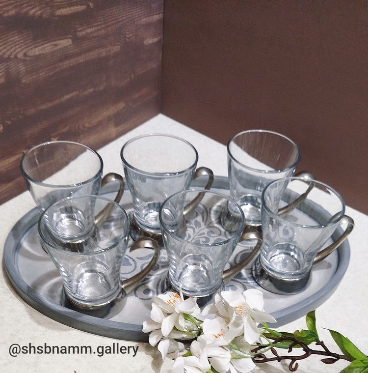 سینی چوبی بیضی پتینه شده در رنگ و طرح مختلف
