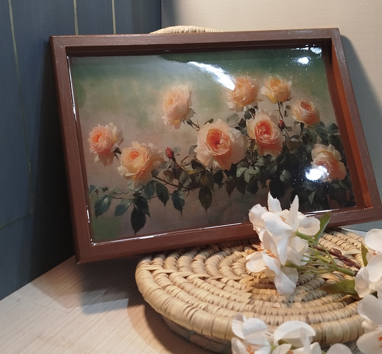 سینی چوبی رزین کاربردی رنگ بندی متنوع