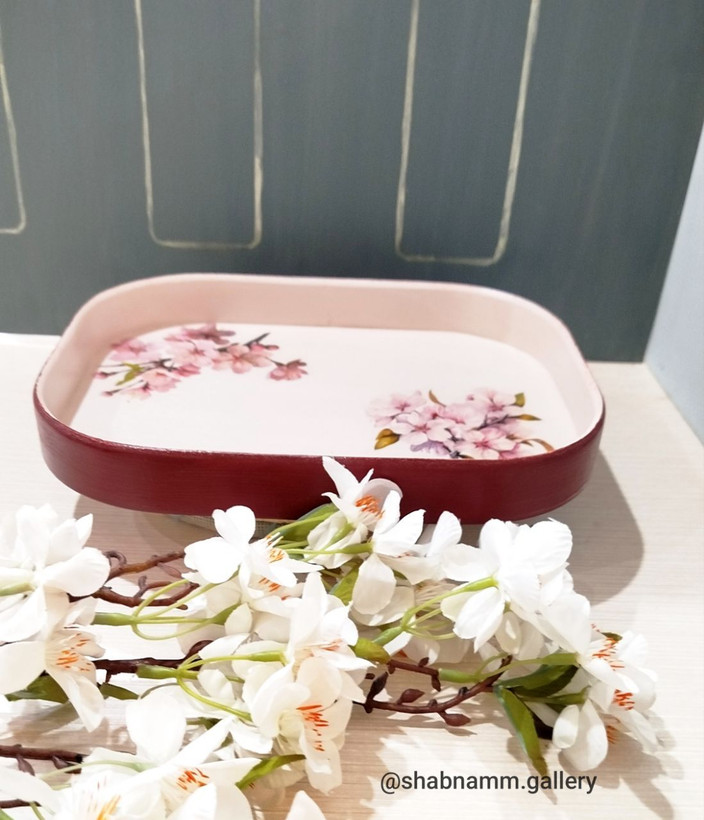 سینی چوبی دکوپاژ در رنگبندی متنوع